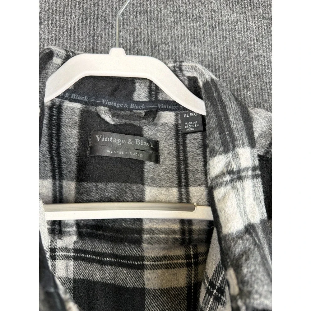 Vintage & Black Weatherproof XL Flannel Shirt Jacket NWT Fleece Lined Black Grey
